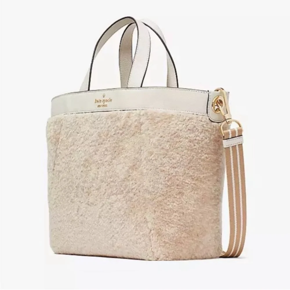 Kate Spade EUC Sherpa Satchel Coin Purse Adjustable Guitar Crossbody Strap - Picture 5 of 10